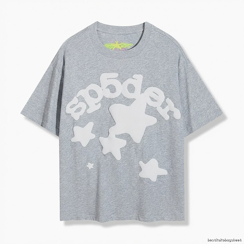 Sp5der Gray T-shirt with Star Print