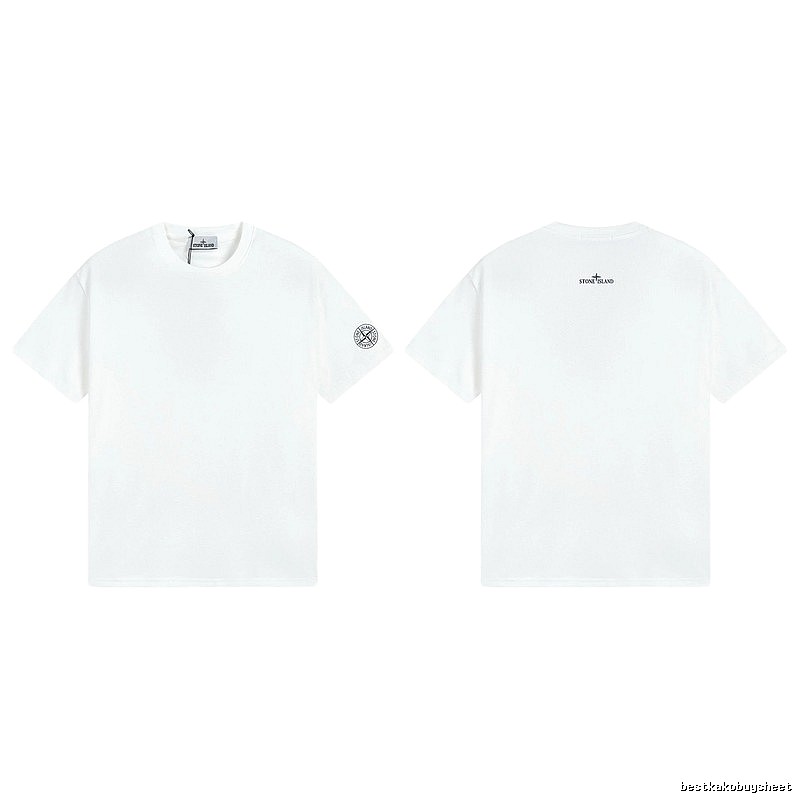 Stone Island Badge Minimalist Style White Short-sleeve T-shirt