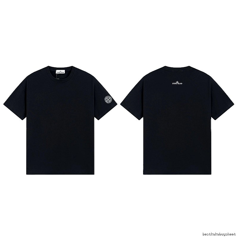 Stone Island Badge Techwear Style Black Short Sleeve T-Shirt