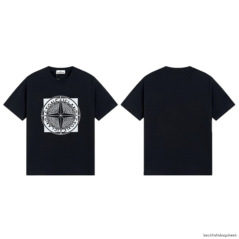 Stone Island Compass Print Street Style Black T-Shirt