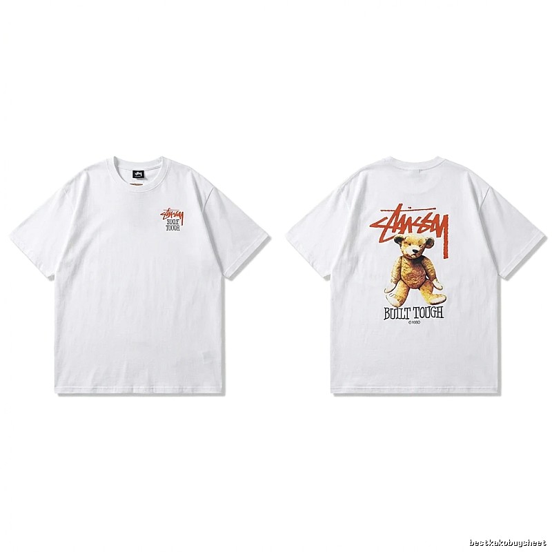 Stussy bear print white T-shirt