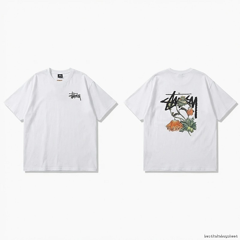 Stussy Floral Print White T-shirt