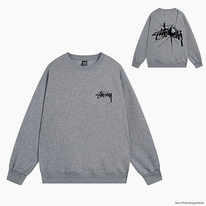 Stussy Gray Style 536 Graphic SweatShirt Casual Layering