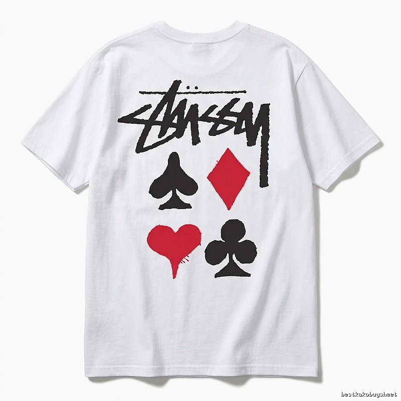 Stussy Poker Print Simple White T-shirt
