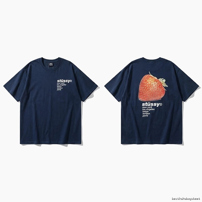 Stussy Strawberry Print Style T-shirt