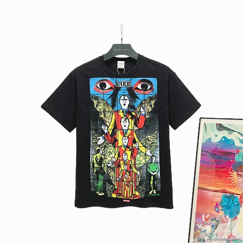 Supreme Art Print Street Style Black T-Shirt