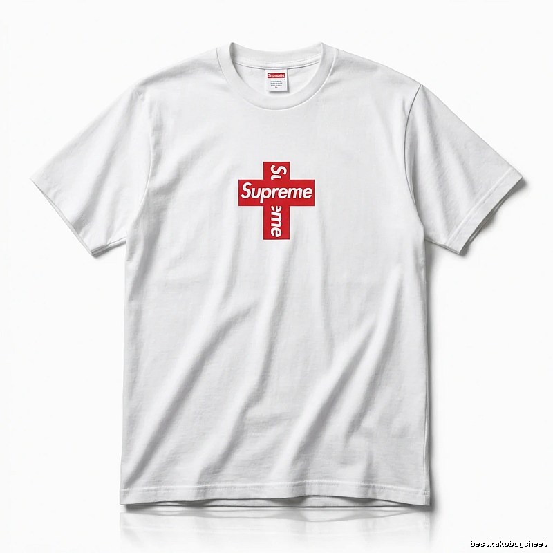 Supreme Cross Trend Brand White T-shirt