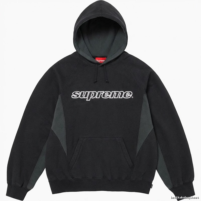 Supreme patchwork-style black hoodie