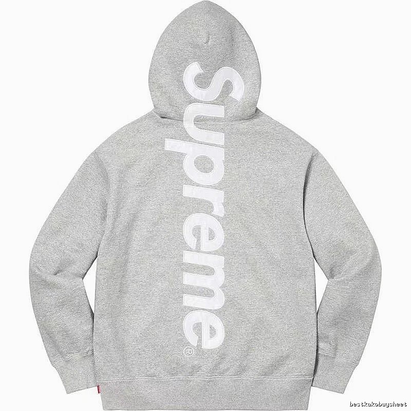 Supreme Relaxed Logo hoodie Gray Red Oversized with Designer-Inspired Detail