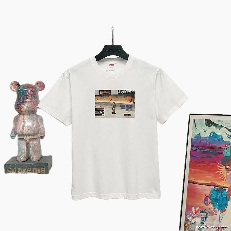 Supreme Skateboard Print Street Style White T-shirt