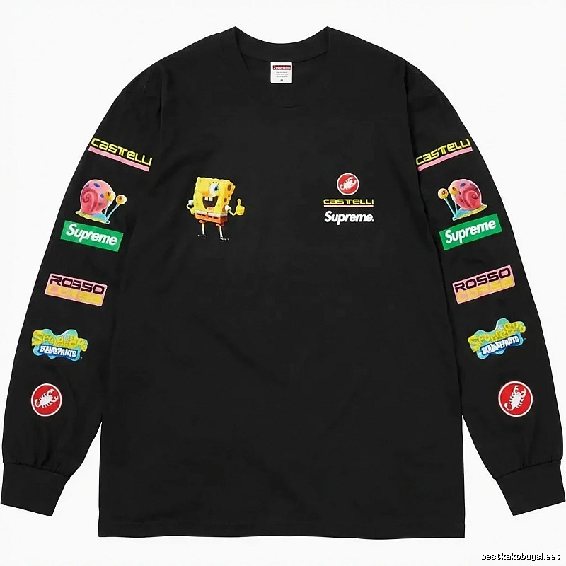 Supreme SpongeBob SquarePants Co-branded Black Long-sleeve Shirt