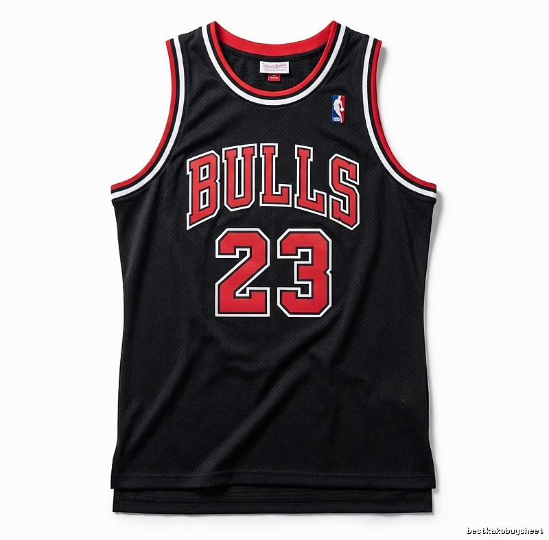 The classic black and red basketball uniforms of the Michael Jordan.