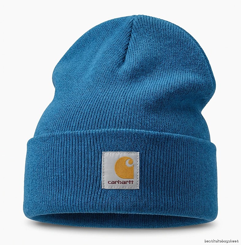 The classic blue knitted hat of Carhartt.