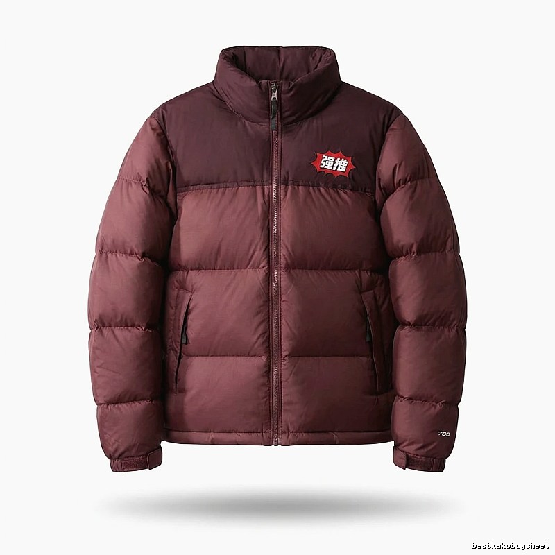 The North Face burgundy - patchwork down jacket.