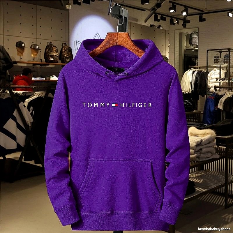 Tommy Hilfiger Purple Logo Hoodie City Outfit