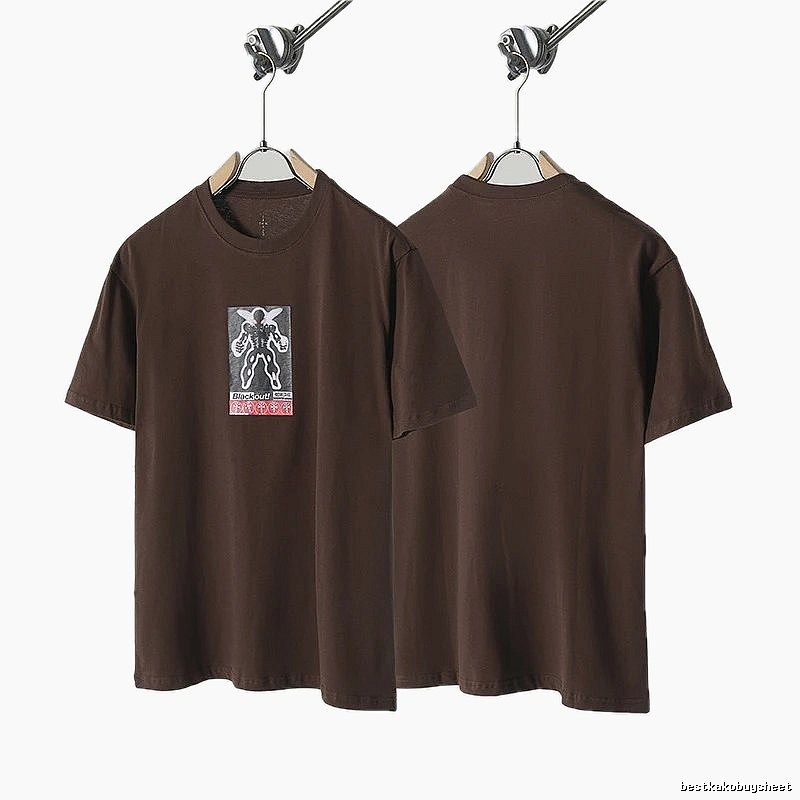Travis Scott Printed Street Style Brown T-Shirt