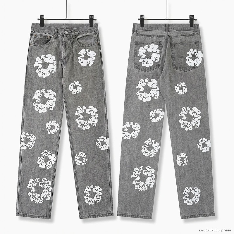 Vintage Style Gray Pants with DENIM TEARS Print