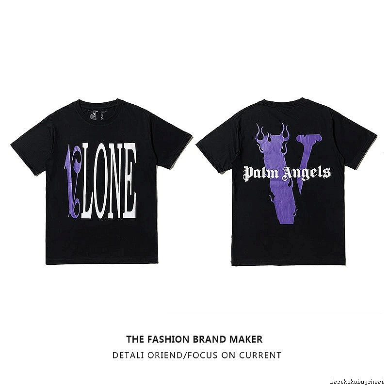 Vlone Premium Style Logo T-shirt Black Purple Vlone for Resort Outfits