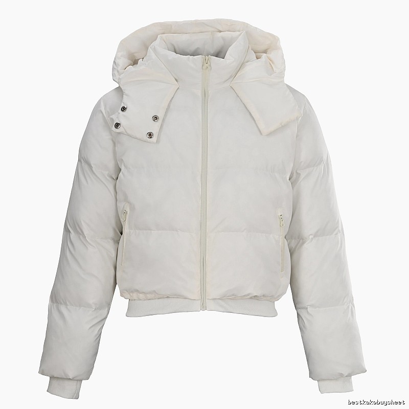 White Weekend Cropped Hooded Puffer