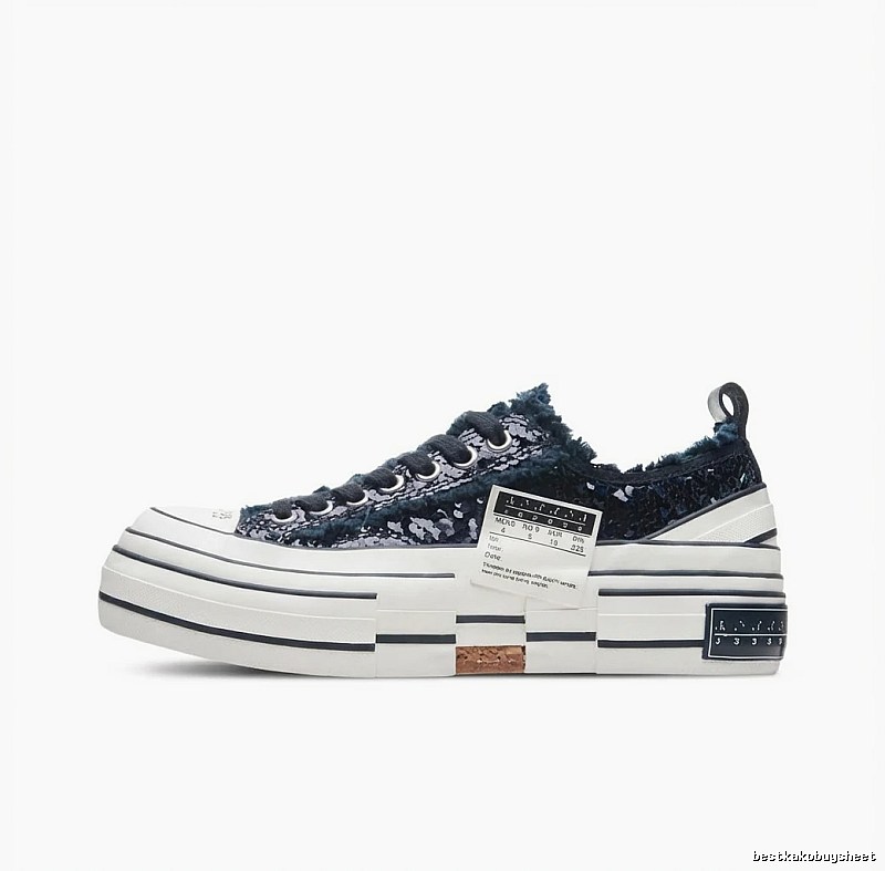 Xvessel denim-style black and white canvas shoes
